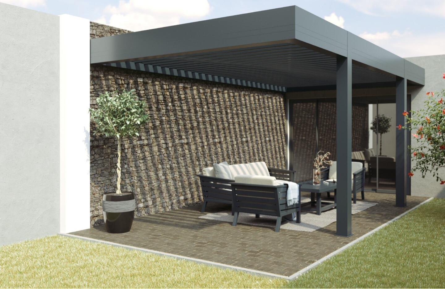 Pergola poteaux déportés